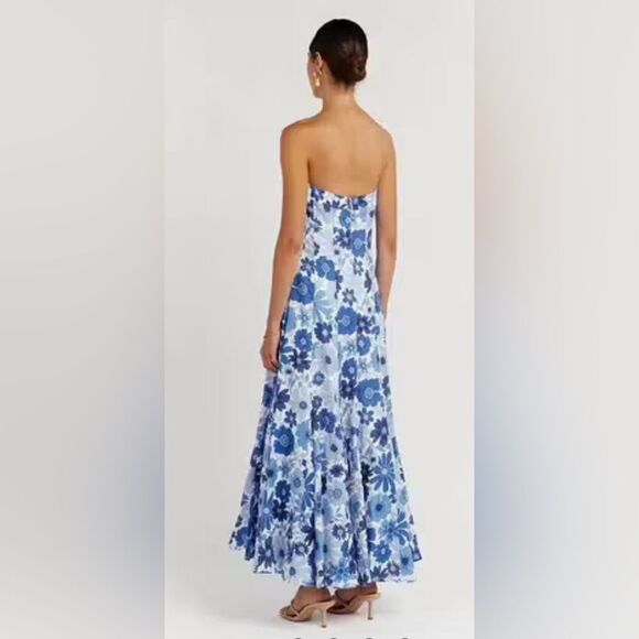 DISSH Floral Linen Strapless Maxi Dress - Picture 3 of 10